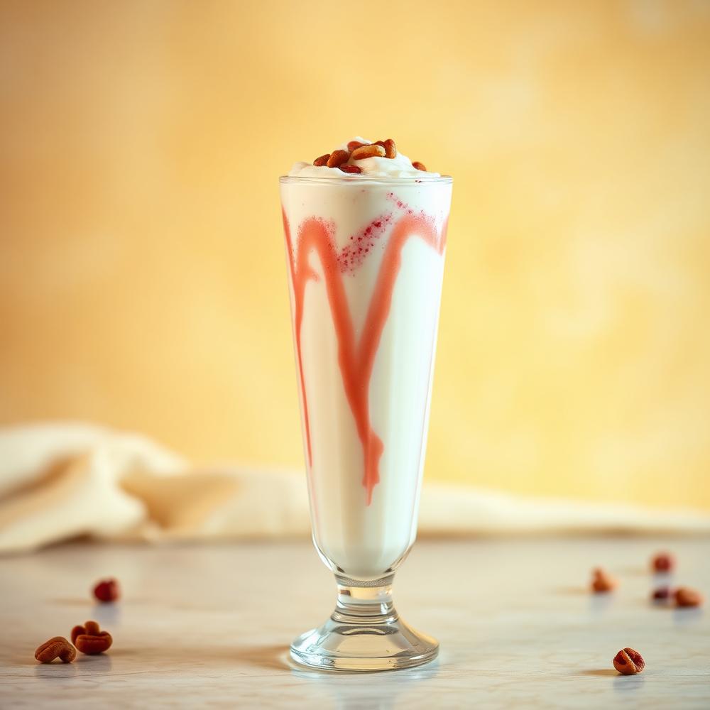 Rabri falooda in a tall glass topped with nuts